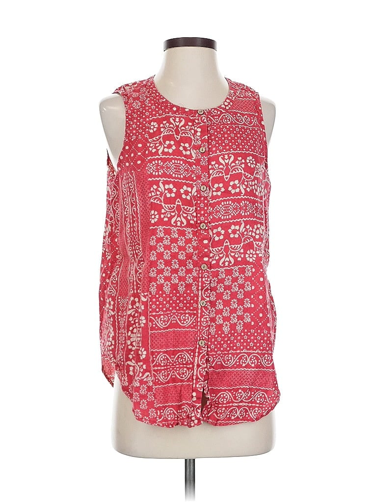 Pre-owned Nicole Miller Sleeveless Blouse In Red