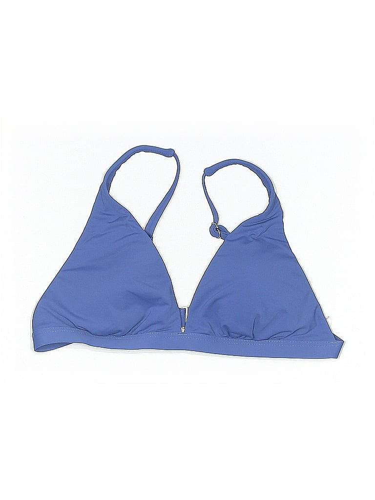 Pre-owned Unbranded Swimsuit Top Blue Solid Pattern Swimwear