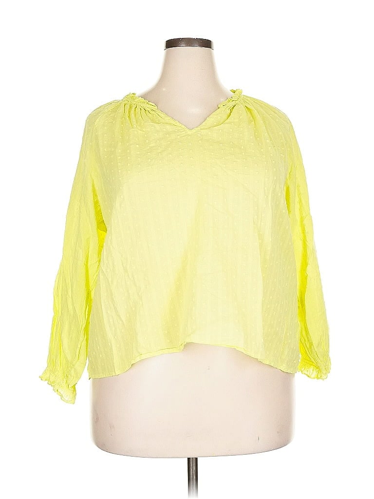 Pre-owned J.crew Factory Store 3/4 Sleeve Blouse In Yellow