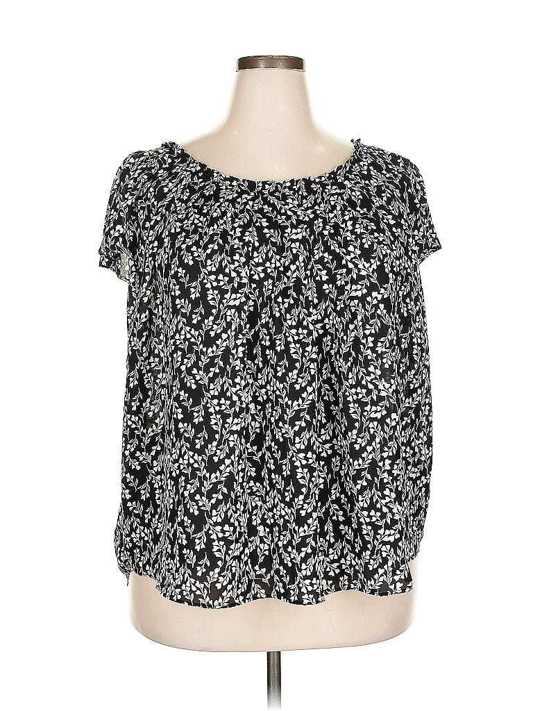 Pre-owned Lc Lauren Conrad Short Sleeve Blouse In Black