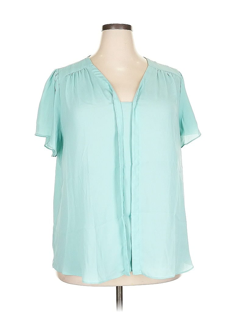 Pre-owned Vince Camuto Short Sleeve Blouse In Blue
