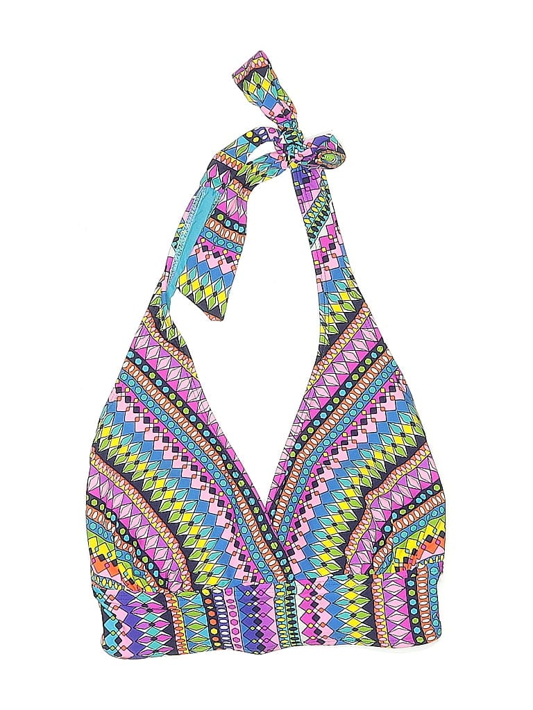 Pre-owned Anne Cole Signature Swimsuit Top Purple Print Pattern Swimwear