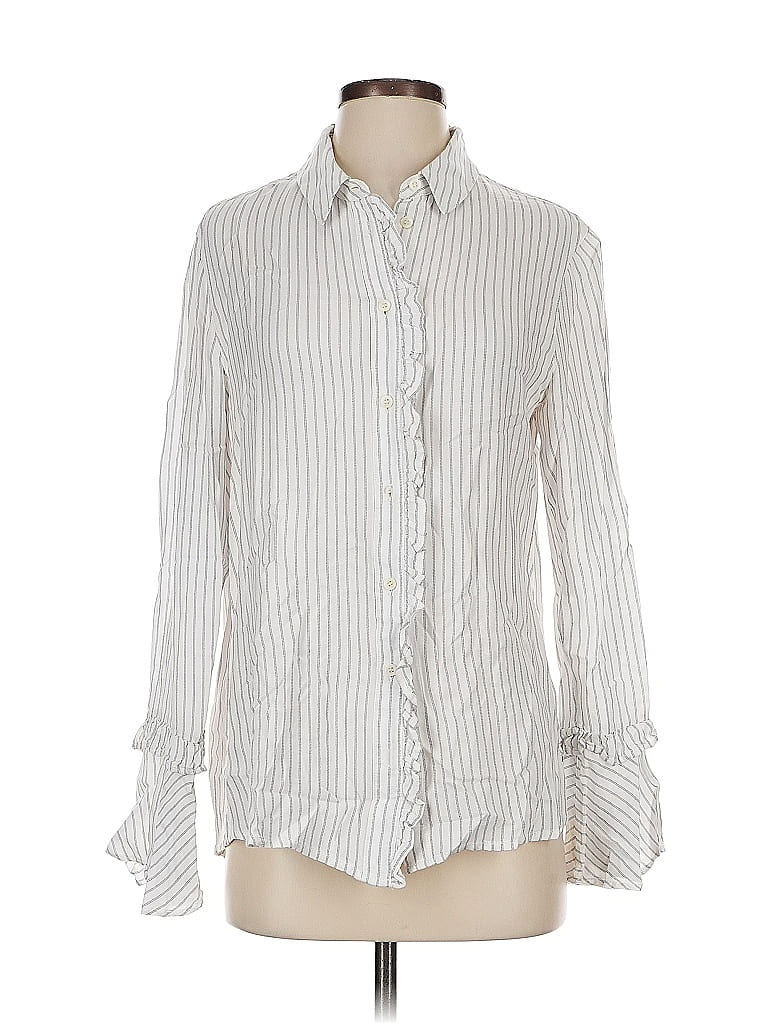 Pre-owned Treasure & Bond Long Sleeve Blouse In White