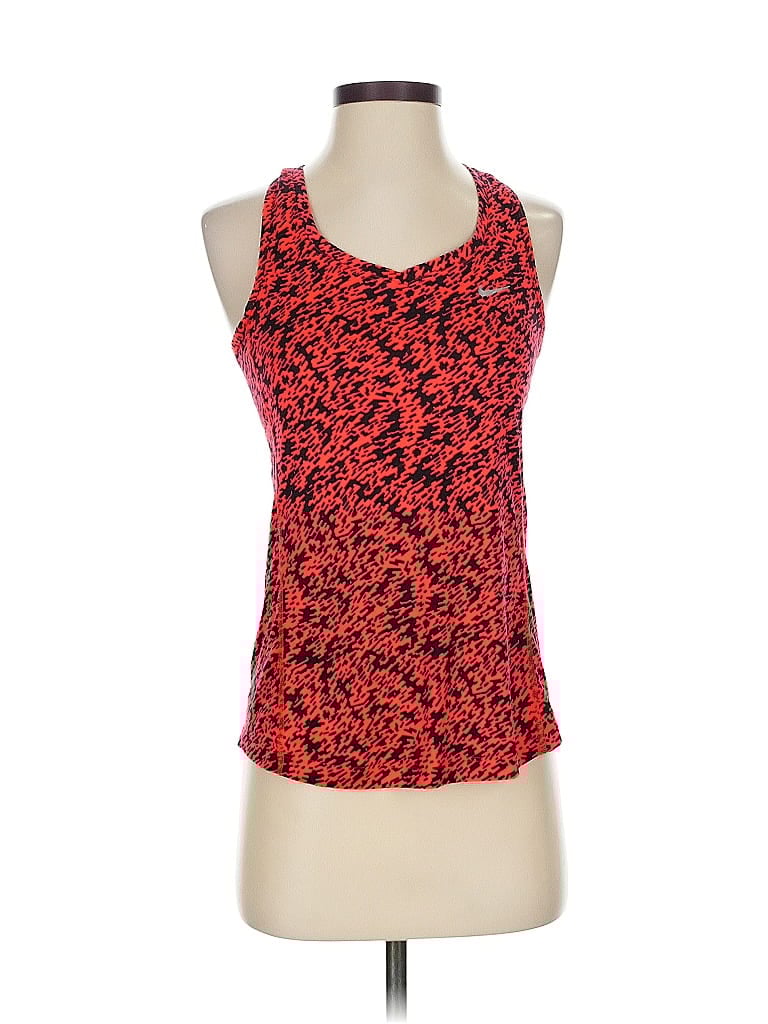 Pre-owned Nike Tank Top Red Halter Neckline Tops
