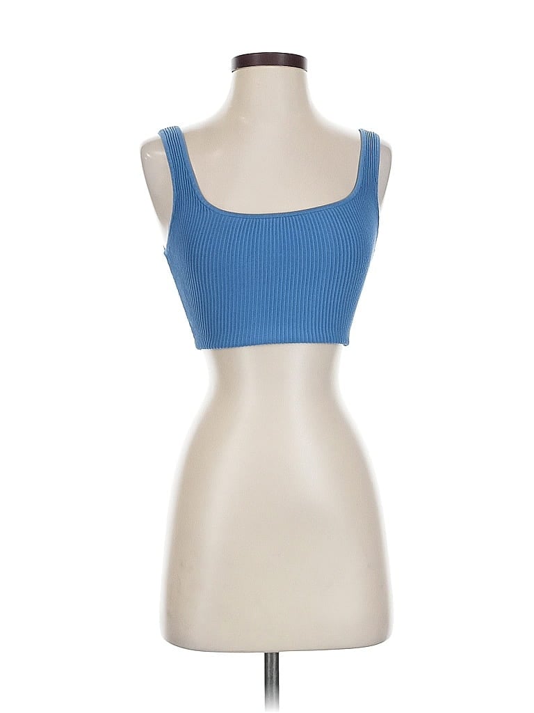 Pre-owned Babaton Tank Top Blue Strapless Neckline Tops