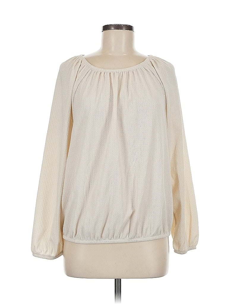 Pre-owned Ann Taylor Loft Outlet Long Sleeve Blouse In White