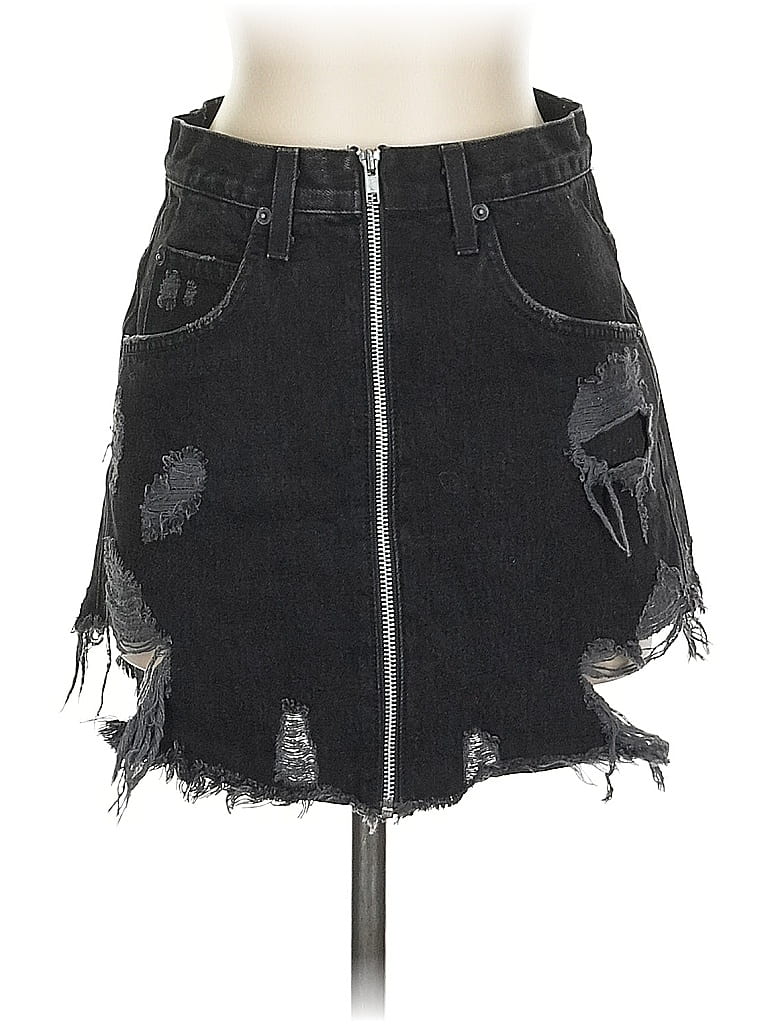Pre-owned Carmar Denim Skirt In Black