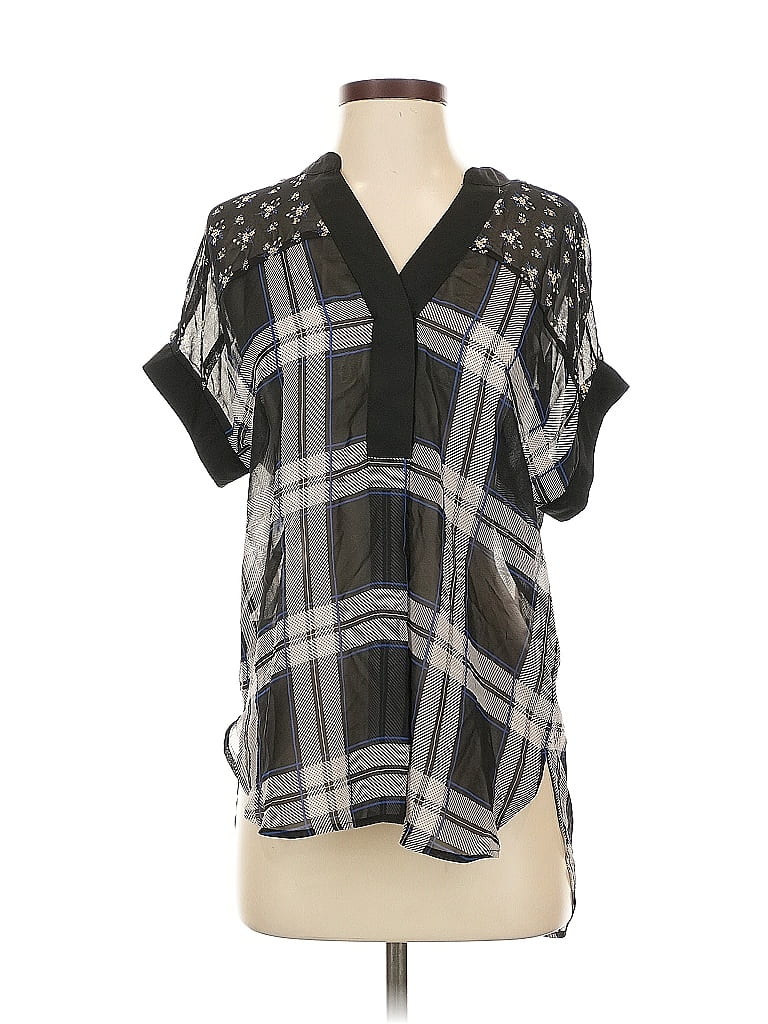 Pre-owned Vince Camuto Short Sleeve Blouse In Black