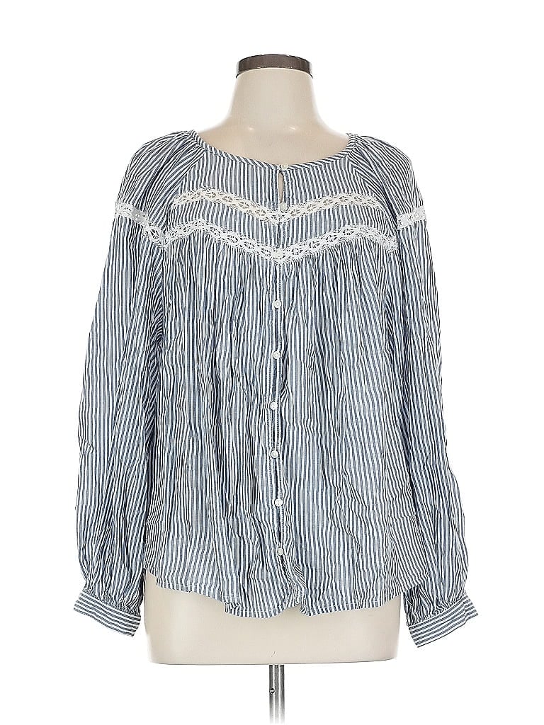 Pre-owned Old Navy Long Sleeve Blouse In Blue