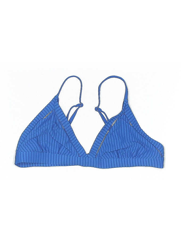 Pre-owned Lemlem Swimsuit Top Blue Chevron/herringbone Pattern Swimwear