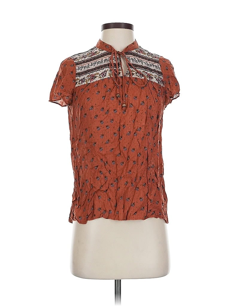 Pre-owned Mason & Belle Short Sleeve Blouse In Orange