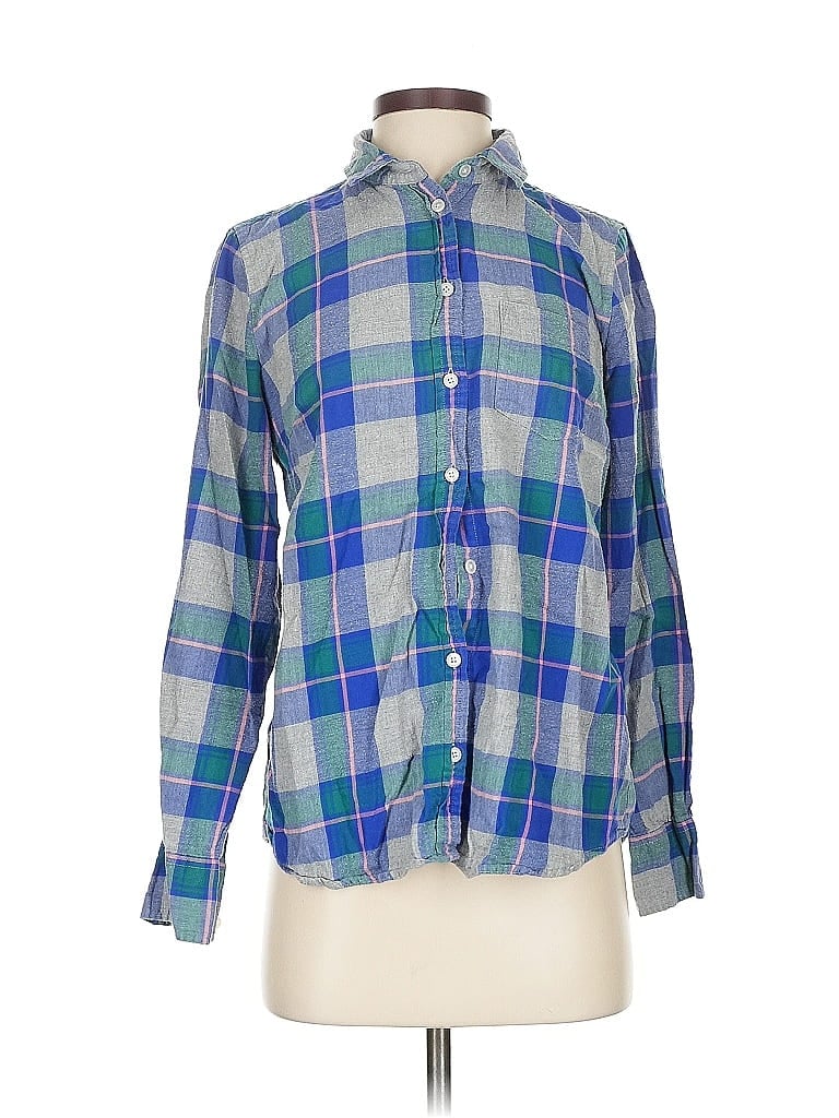 Pre-owned J.crew Factory Store Long Sleeve Button Down Shirt In Blue