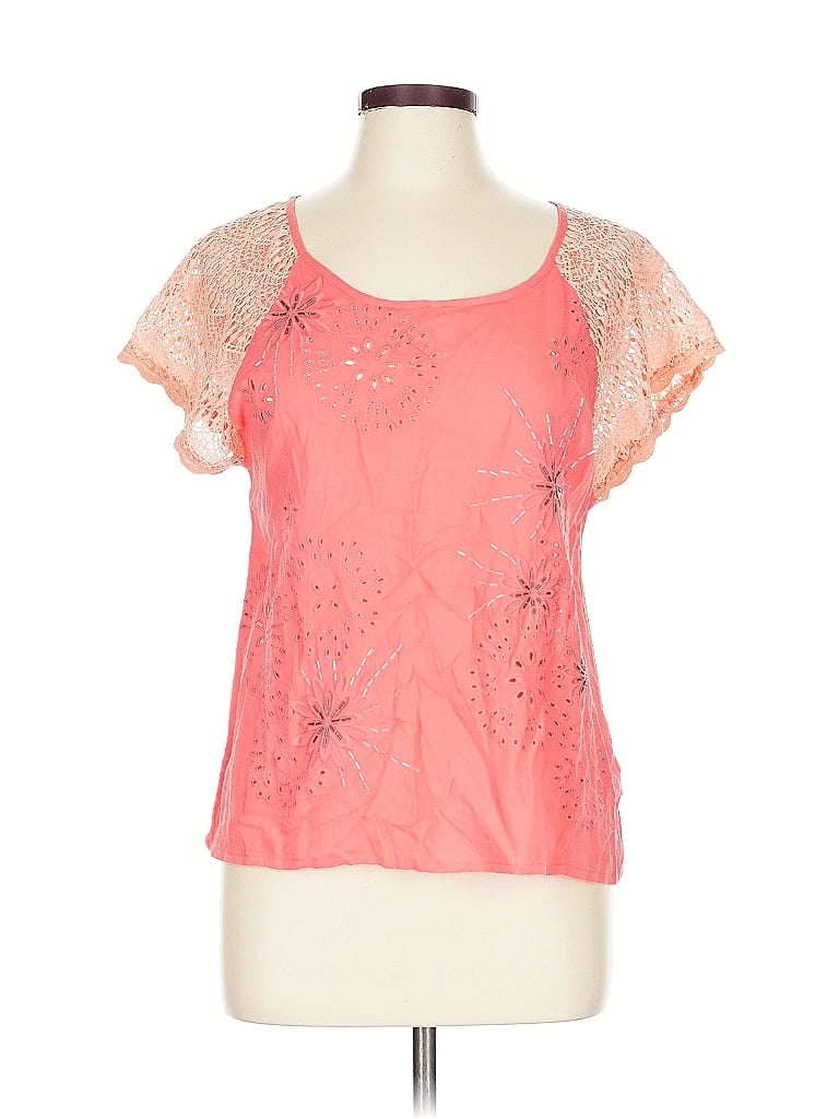 Pre-owned Miss Me Short Sleeve Top Orange Sweetheart Neckline Tops