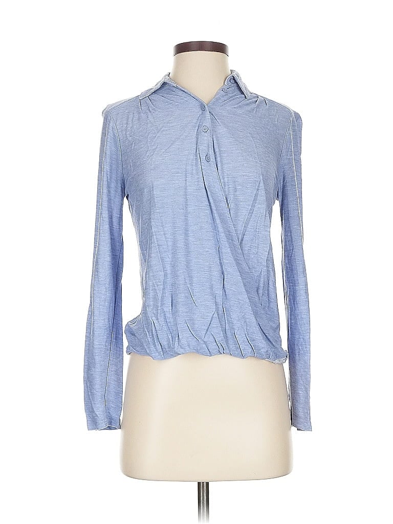 Pre-owned Banana Republic Long Sleeve Polo Shirt In Blue