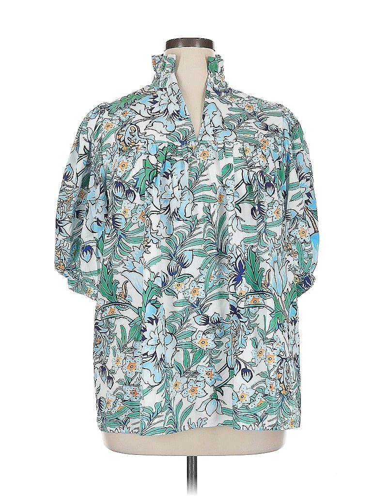 Pre-owned Unbranded 3/4 Sleeve Button Down Shirt In Green