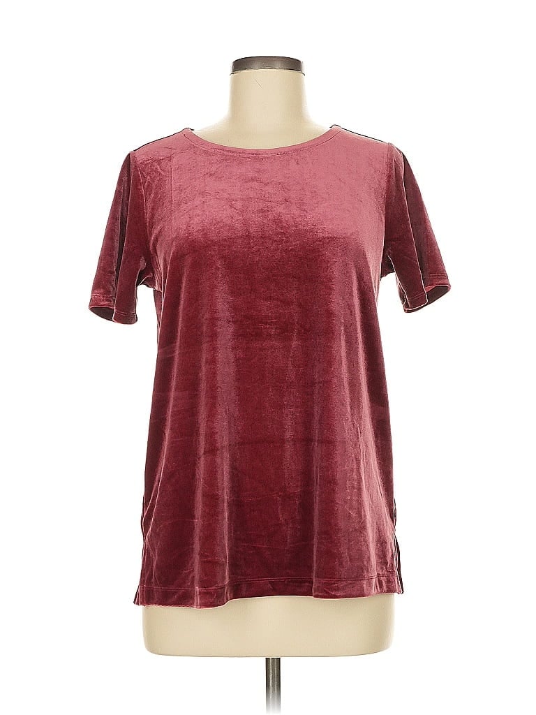 Pre-owned Lands' End Short Sleeve T-shirt In Burgundy
