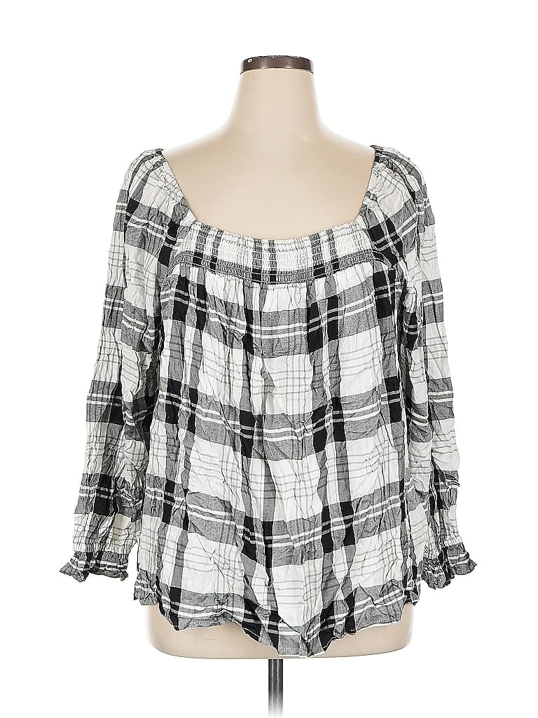 Pre-owned Como Vintage 3/4 Sleeve Blouse In Gray