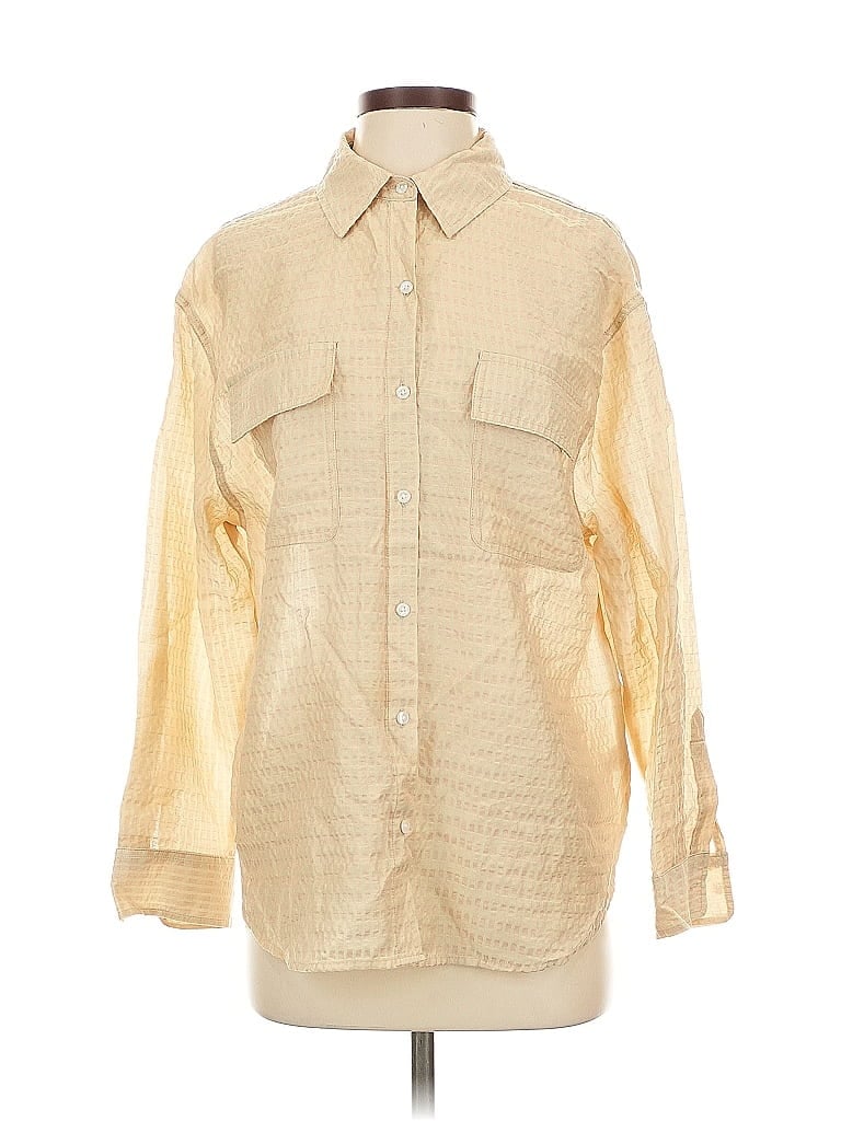 Pre-owned Future Collective Long Sleeve Button Down Shirt In Gold