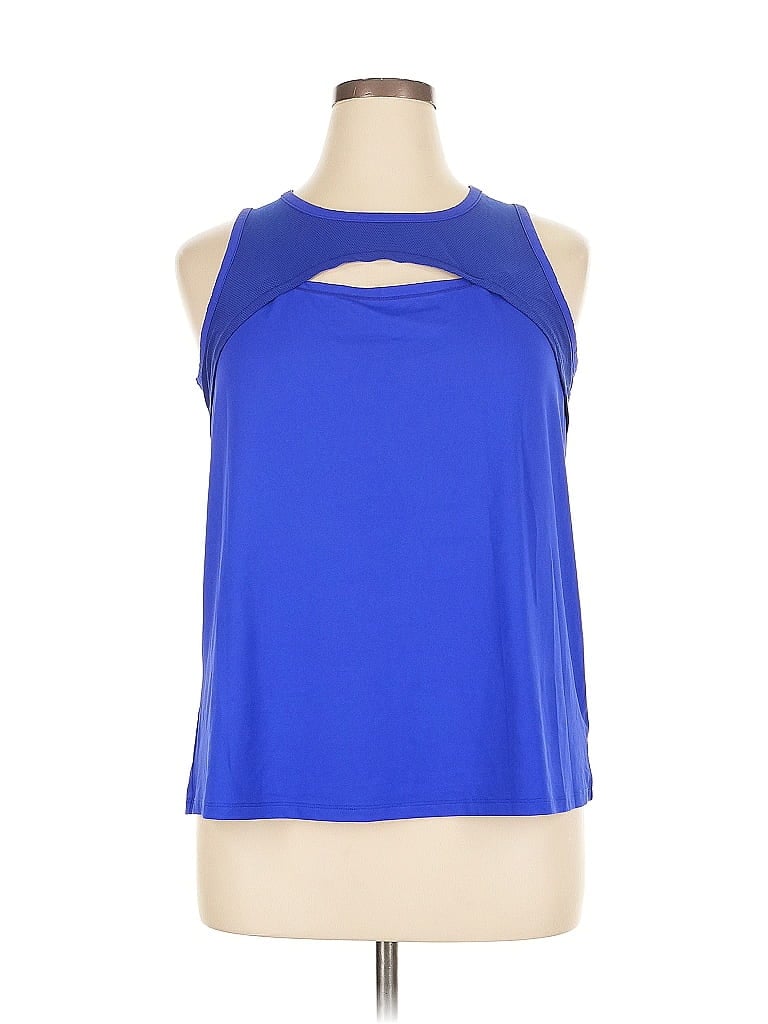 Pre-owned Livi Tank Top Blue Halter Neckline Tops