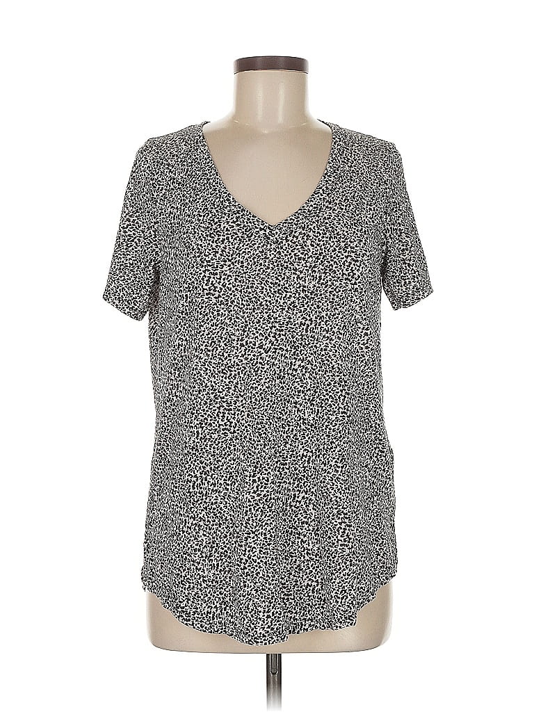 Pre-owned Athleta Short Sleeve Top Gray V Neck Tops