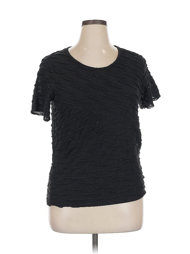 Click to view more detailed imagery on our partner's website Pre-owned Cj Banks Short Sleeve Top Black Crew Neck Tops