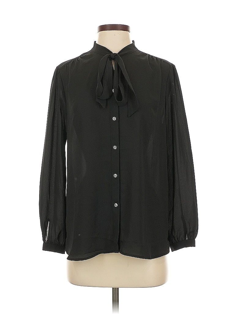 J.CREW 365 Pre-owned Long Sleeve Blouse In Black