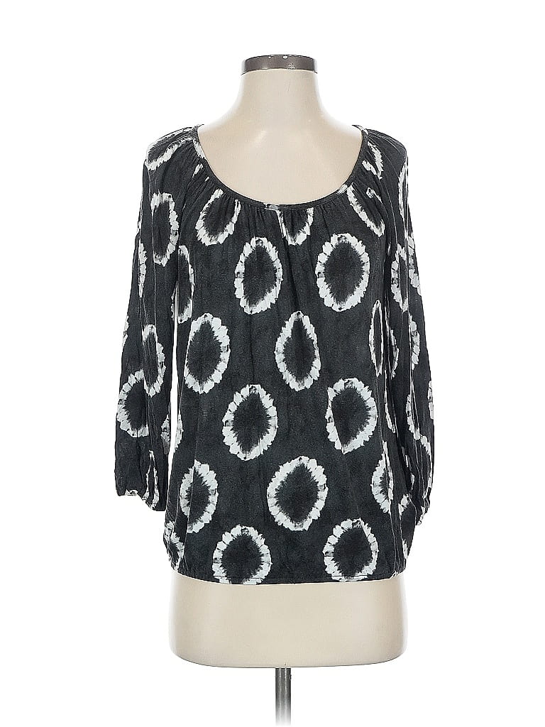 Pre-owned Michael Michael Kors 3/4 Sleeve Top Black Scoop Neck Tops