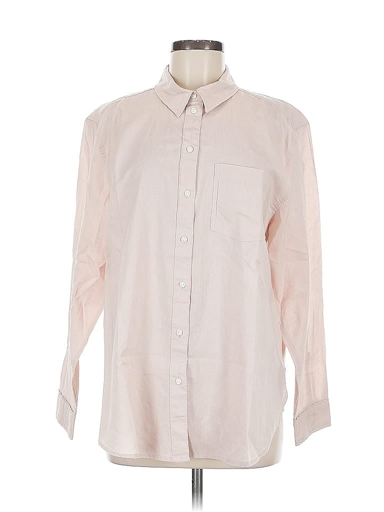 Pre-owned H&m Long Sleeve Button Down Shirt In Pink
