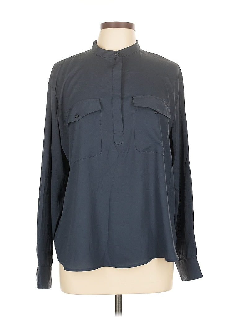Pre-owned H&m Long Sleeve Blouse In Gray