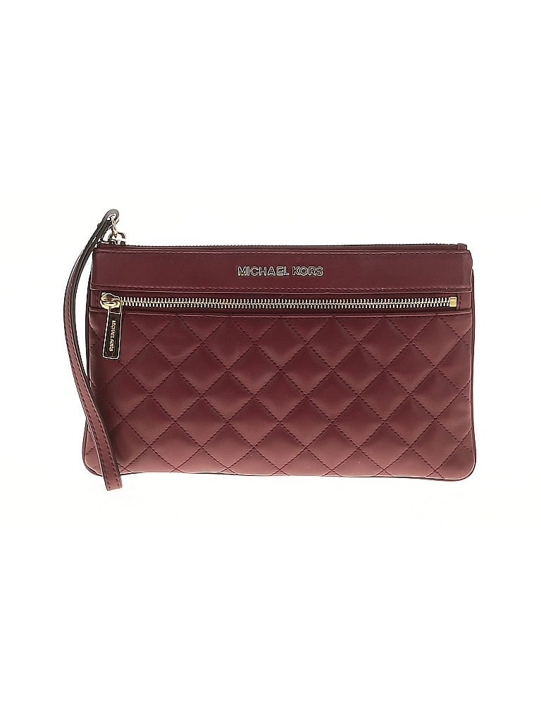 Pre-owned Michael Michael Kors Leather Wristlet In Burgundy