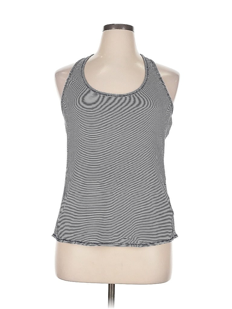 Pre-owned Athleta Tank Top Gray Stripes Pattern Halter Neckline Tops
