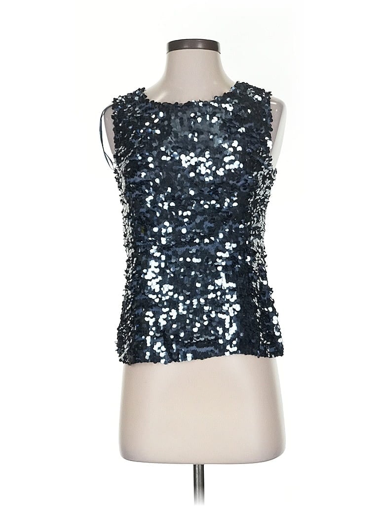 Click to view more detailed imagery on our partner's website Pre-owned Dkny Sleeveless Silk Top Silver Strapless Neckline Tops