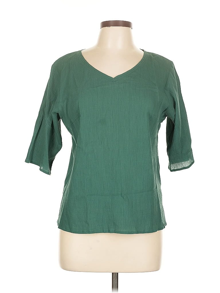 Pre-owned Agnès B. 3/4 Sleeve Blouse In Green