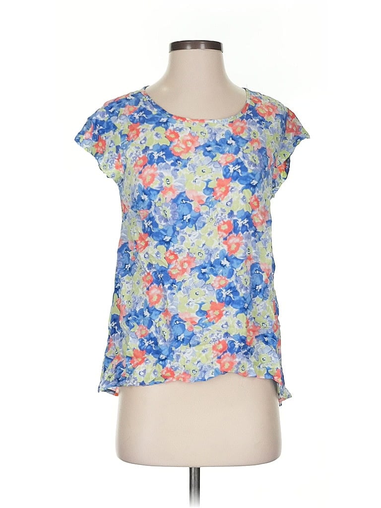 Pre-owned Rose & Thyme Short Sleeve Top Blue Scoop Neck Tops