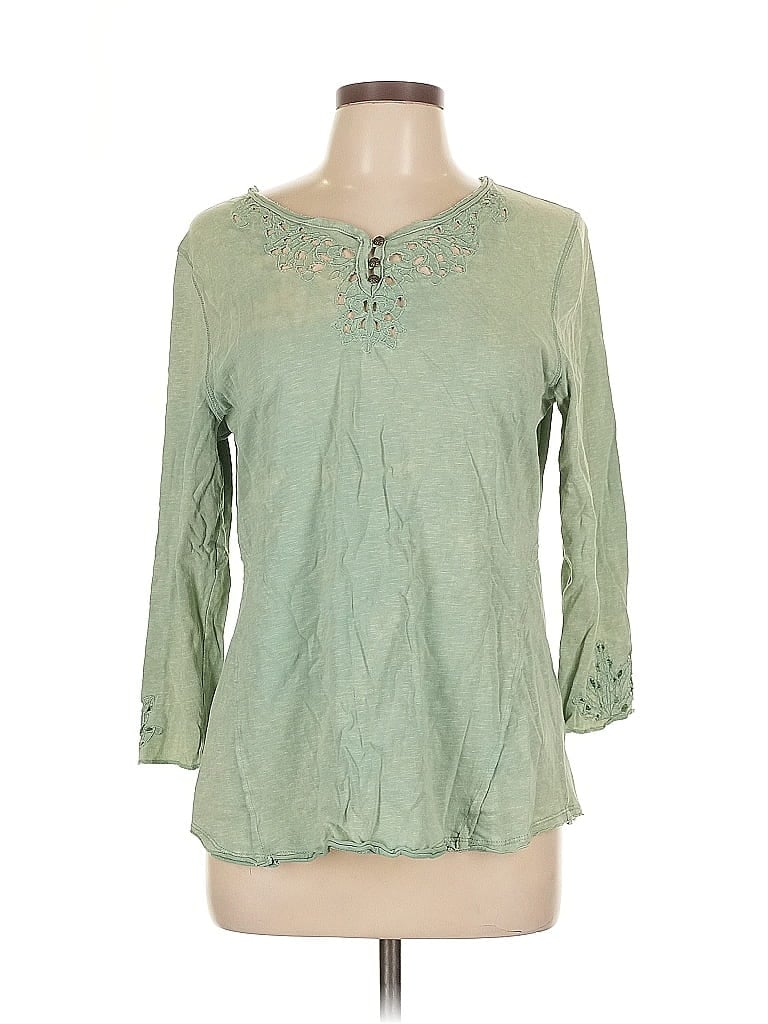 Pre-owned North River Outfitters 3/4 Sleeve Blouse In Green