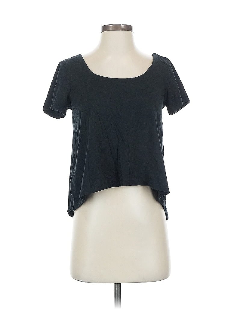 Pre-owned Bcbgeneration Short Sleeve Top Black Scoop Neck Tops