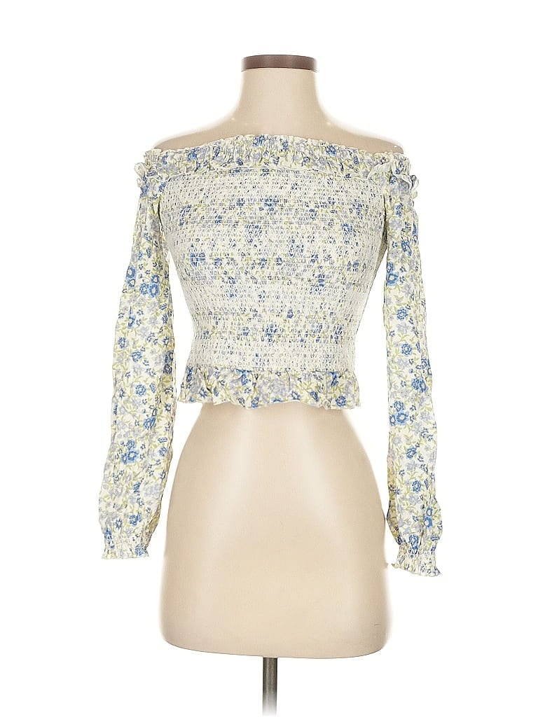 Pre-owned Intermix 3/4 Sleeve Blouse In Blue