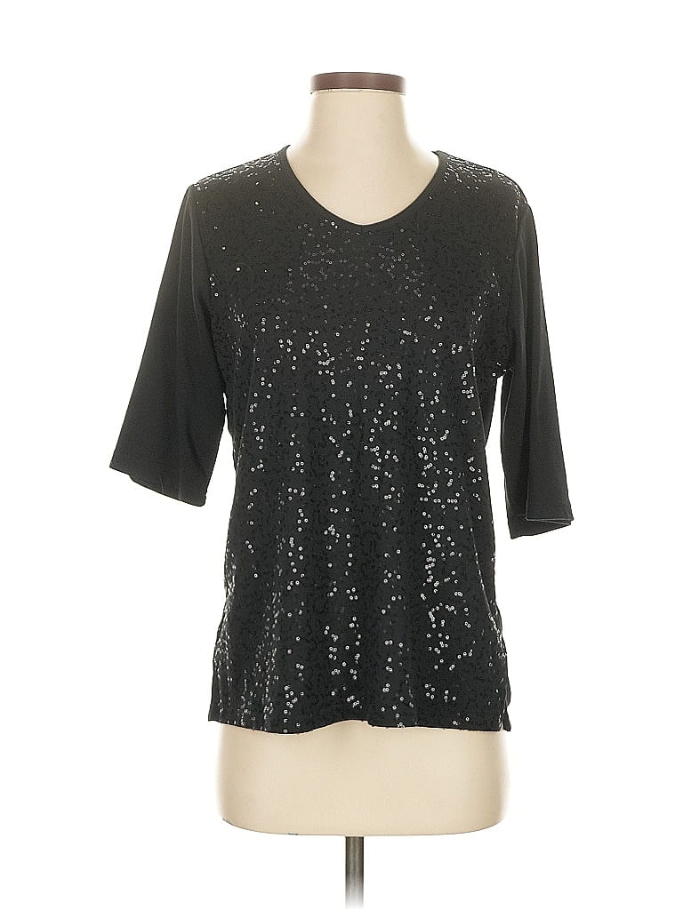 Pre-owned Quacker Factory Short Sleeve T-shirt In Black