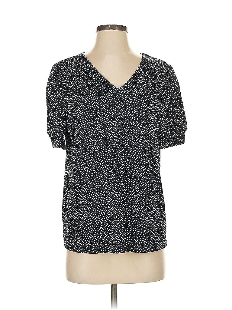 Pre-owned Adrianna Papell Short Sleeve Blouse In Black