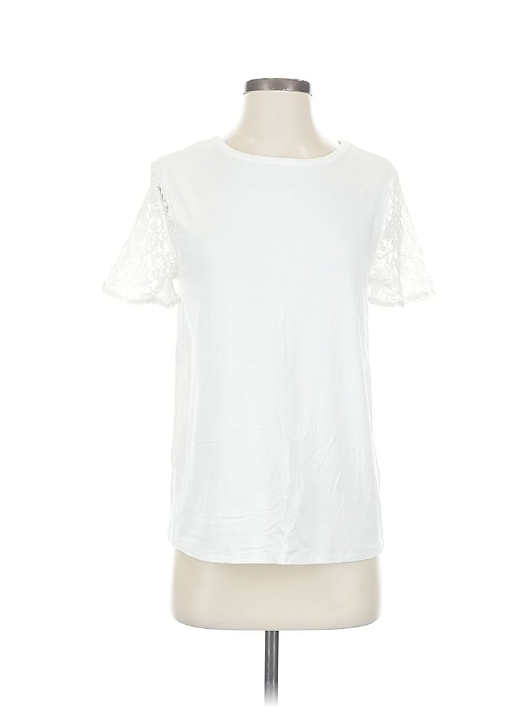 HALOGEN Pre-owned Short Sleeve Top White Crew Neck Tops