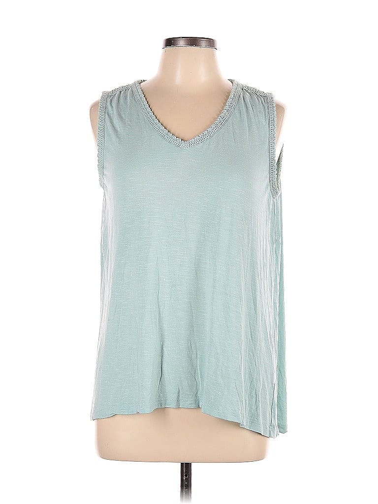 Pre-owned Rose + Olive Sleeveless Top Teal V Neck Tops In Blue