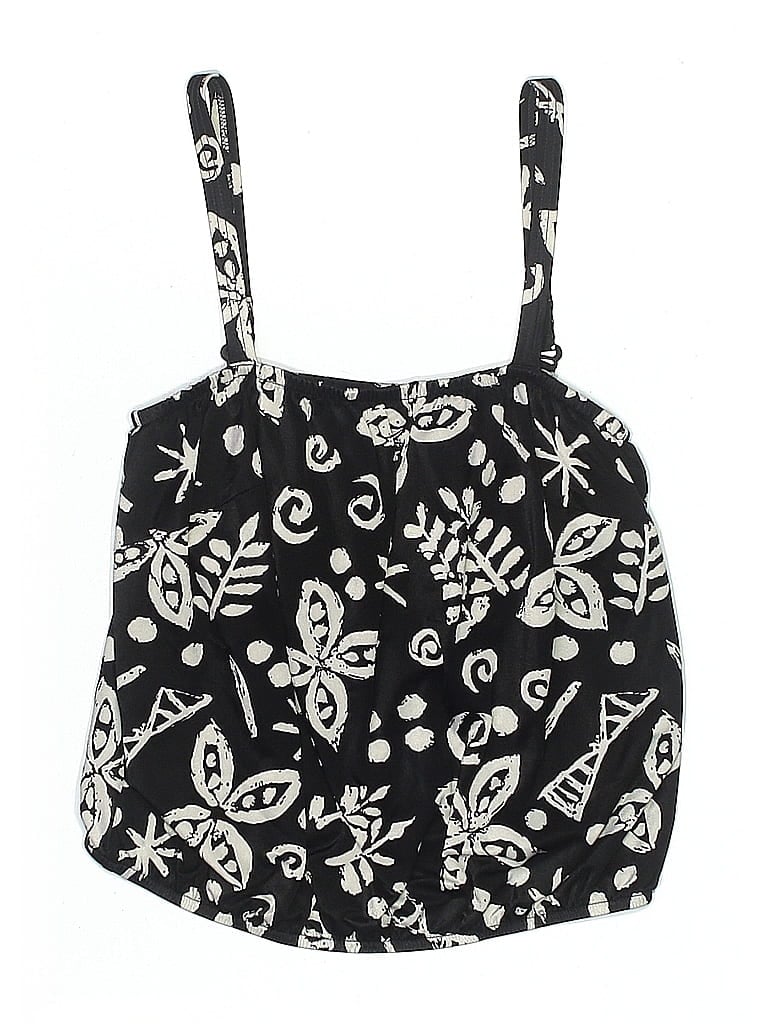 Pre-owned Slim Allure Swimsuit Top Black Paisley Pattern Swimwear