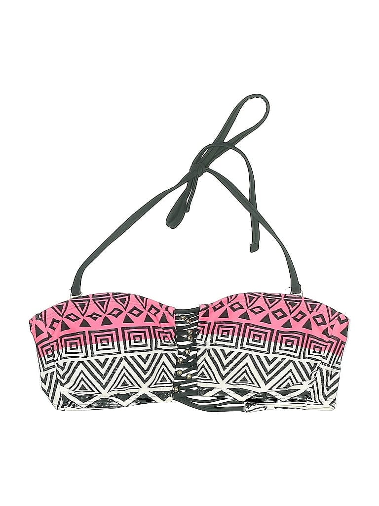 Pre-owned Xhilaration Swimsuit Top Pink Print Pattern Swimwear