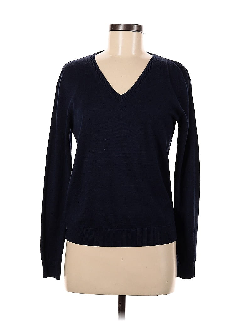 Pre-owned Chelsea & Theodore Long Sleeve Top Blue V-neck Tops
