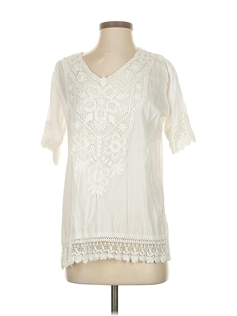 Pre-owned Assorted Brands Short Sleeve Blouse In White