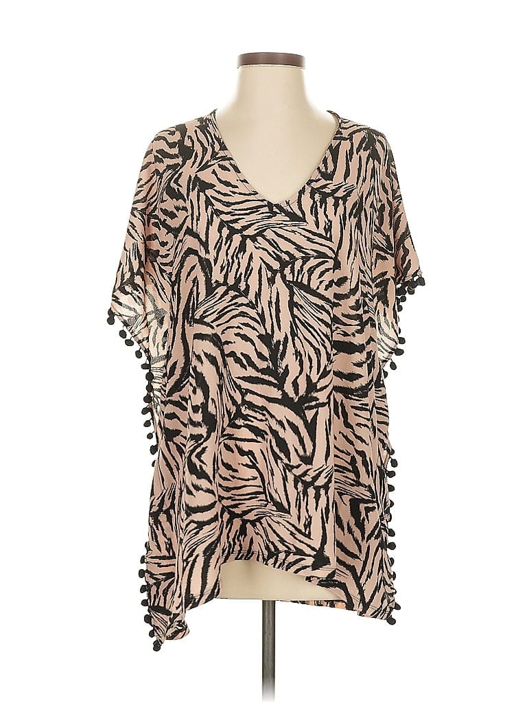 Pre-owned Xhilaration Short Sleeve Blouse In Brown