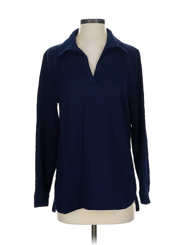 Pre-owned Chico's Long Sleeve Blouse In Blue