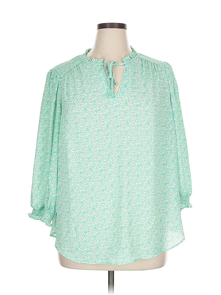 Pre-owned Cynthia Rowley Tjx 3/4 Sleeve Blouse In Green