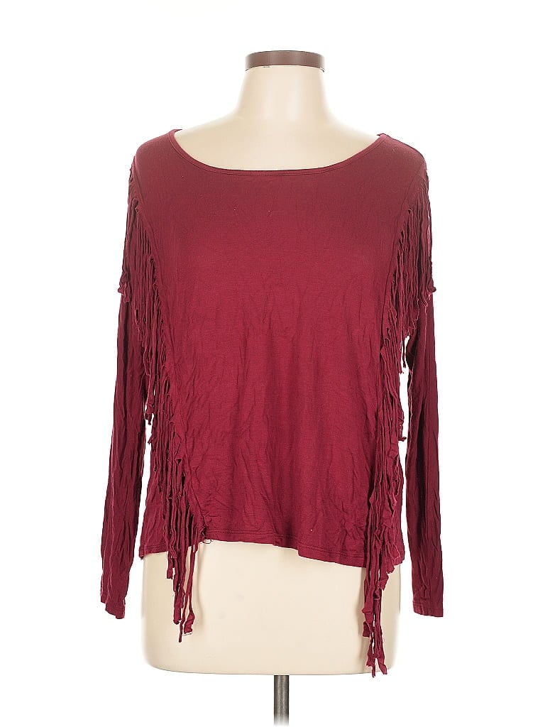 DELIA'S Pre-owned Long Sleeve Top Burgundy Cold Shoulder Neckline Tops
