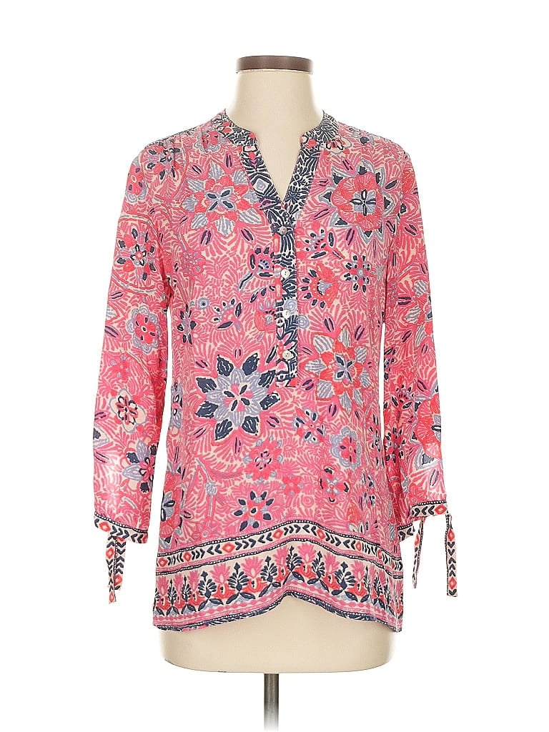 Pre-owned Sigrid Olsen 3/4 Sleeve Blouse In Pink